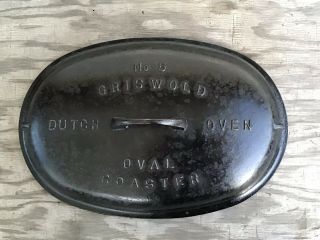 Vintage Griswold No.  5 Cast Iron Dutch Oven Oval Roaster And Trivet Very Rare