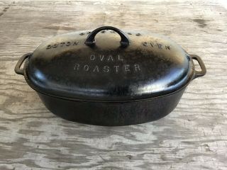 VINTAGE GRISWOLD No.  5 CAST IRON DUTCH OVEN OVAL ROASTER AND TRIVET VERY RARE 4