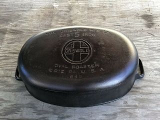 VINTAGE GRISWOLD No.  5 CAST IRON DUTCH OVEN OVAL ROASTER AND TRIVET VERY RARE 6