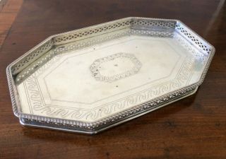Antique Art Deco Octagonal Silver - Plate Gallery Tray Barker Ellis Menorah