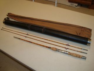 Vintage Heddon Dowagiac Bamboo Casting Rod In Heddon Dowagiac Tube,  60 ",  3 Pc.
