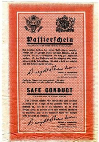 World War Ii Propaganda Leaflet,  Standard Safe Conduct O/p