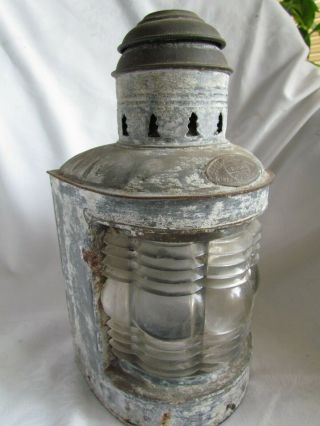Vintage Nautical Triplex Clear Prism Glass Lens Lantern Flat Back