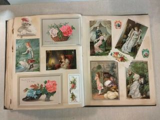 Antique Victorian Scrapbook Album of Trade Cards,  Calling Cards,  Die Cuts 2