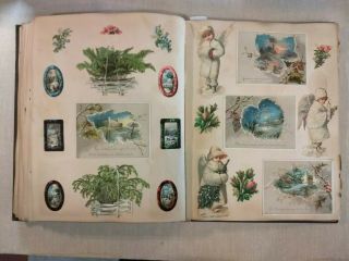 Antique Victorian Scrapbook Album of Trade Cards,  Calling Cards,  Die Cuts 3