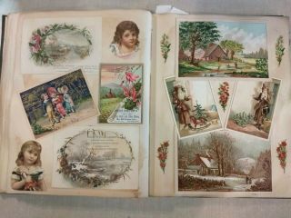 Antique Victorian Scrapbook Album of Trade Cards,  Calling Cards,  Die Cuts 5