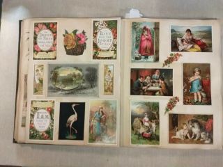 Antique Victorian Scrapbook Album of Trade Cards,  Calling Cards,  Die Cuts 7
