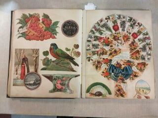 Antique Victorian Scrapbook Album of Trade Cards,  Calling Cards,  Die Cuts 8