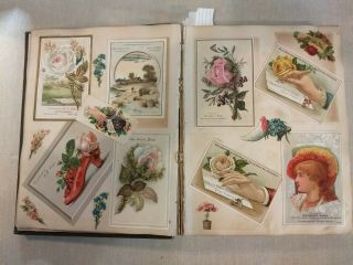 Antique Victorian Scrapbook Album of Trade Cards,  Calling Cards,  Die Cuts 9