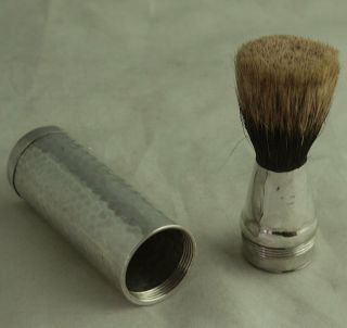 Edwardian Solid Silver Travelling Shaving Brush - London 1906 - Drew & Sons