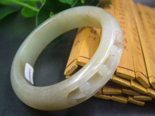 Antique Chinese Celadon Nephrite Hetian Jade Hollow Flows - Bracelets