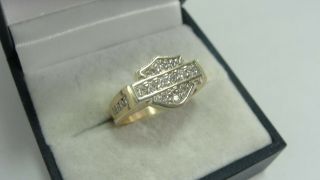 Harley Davidson RARE Men ' s 14kt Yellow Gold Diamond Ring by Syd Curtis 1/2ct 2 2