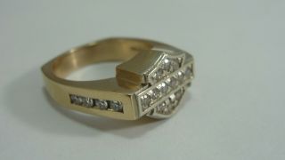 Harley Davidson RARE Men ' s 14kt Yellow Gold Diamond Ring by Syd Curtis 1/2ct 2 3