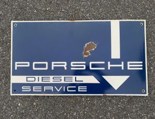 Porsche Diesel Service Porcelain Advertising Sign Rare Automobile 1950s