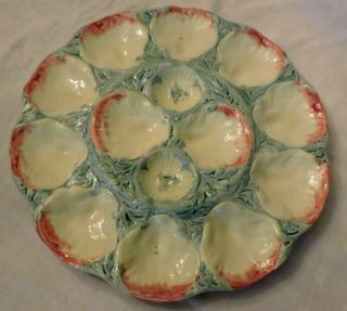 Rare Antique French Majolica Oysters Server Dish Platter Gien