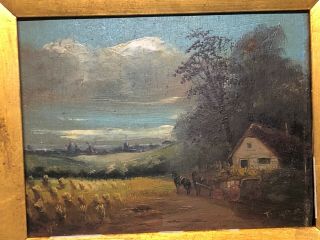 Antique Artist Signed Dutch Impressionist Windmill Painting Oil On Panel