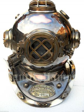 Antique U.  S Navy Brass Divers Diving Helmet Mark V FULL SIZE Deep sea Scuba gift 2