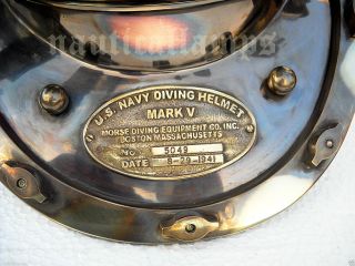Antique U.  S Navy Brass Divers Diving Helmet Mark V FULL SIZE Deep sea Scuba gift 3
