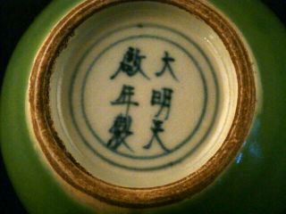 Wonderful Chinese Ming Dy TianQi Green Glaze Porcelain Brush Washer Q013 3