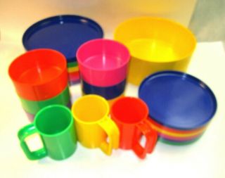 Vintage Heller By Massimo Vignelli Colorful Dinnerware Set Bowl Plates Cups Etc