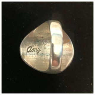 Vintage Amy Quandelacy Zuni Inlay Hummingbird Eye Sterling Silver Ring Opal Onyx 4