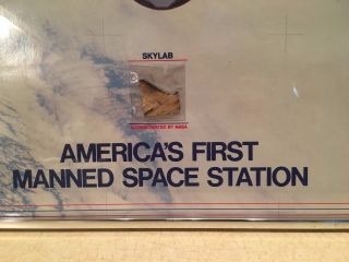 Rare Skylab 1 NASA Poster w/ Piece of Oxygen Supply Tank Debris Letter of Auth 2