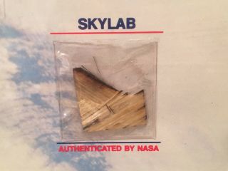 Rare Skylab 1 NASA Poster w/ Piece of Oxygen Supply Tank Debris Letter of Auth 3