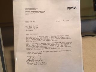Rare Skylab 1 NASA Poster w/ Piece of Oxygen Supply Tank Debris Letter of Auth 4