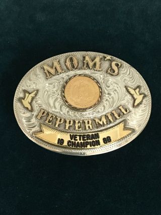 Vintage Sterling Western Belt Buckle Award Mom’s Peppermill Gun Club