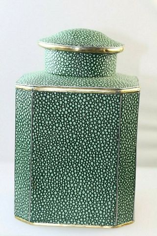 English Brass & Shagreen Tea Caddy Canister Box