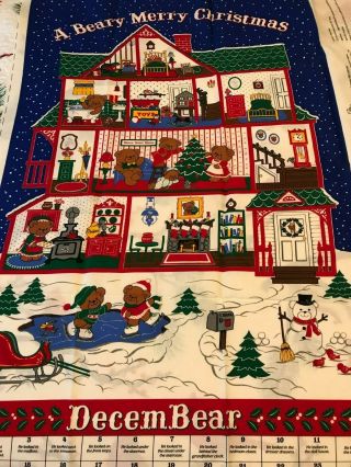 Vintage Advent Fabric Wall Hanging Calendar A Beary Merry Christmas Craft
