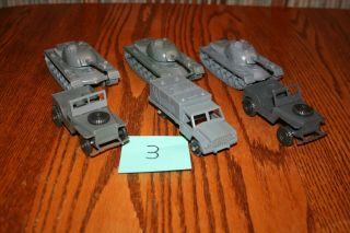 Set Of 3 Timmee Army Tank Clones,  Truck,  & 2 Jeeps 3 - Auburn Marx Mpc Payton
