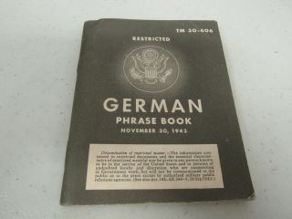 Wwii Us Army German Phrase Book.