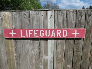 48 Inch Wood Hand Painted Lifeguard Sign Nautical Seafood (s472)