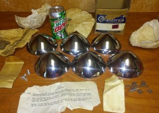 6 Ca.  Custom Vintage Nos 5 " Hot Rod Bullet Chrome Wheel Hub Center Cap