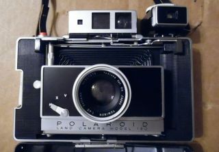 Vintage Polaroid Land Camera Model 180 Tomioka Tominon 114mm Lens 1:4.  5,  Extra 3