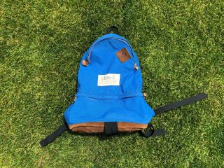Vintage Class 5 Sky Blue Day Hiking Pack Leather Trim