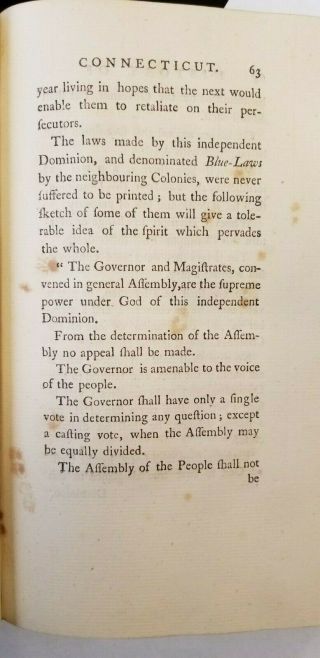 1781 Peters History of Connecticut,  VERY RARE First Edition 6