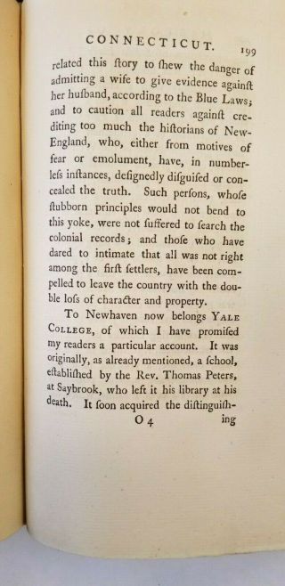 1781 Peters History of Connecticut,  VERY RARE First Edition 8