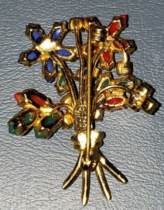 Signed Christian Dior Germany 1972 Jeweled Gold Tone Brooch Tutti Frutti Pin 2