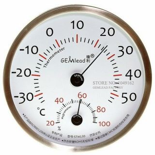 Indoor Outdoor 130mm Thermometer Hygrometer Stainless Steel High Accuracy