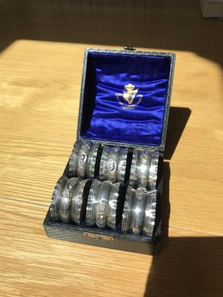 Silver Hallmarked Boxed Set Of 6 Napkin Rings