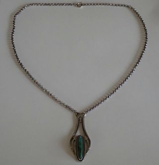 ANTIQUE ARTS & CRAFTS STERLING SILVER TURQUOISE PENDANT NECKLACE 4