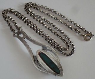 ANTIQUE ARTS & CRAFTS STERLING SILVER TURQUOISE PENDANT NECKLACE 6