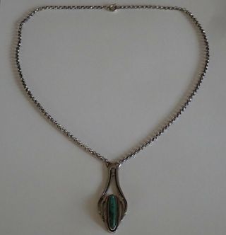 ANTIQUE ARTS & CRAFTS STERLING SILVER TURQUOISE PENDANT NECKLACE 7