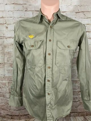 Ww2 Us Army 9th Inf And Ruptured Duck Patch Military Khaki Cotton Uniform Shirt