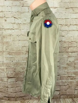 WW2 US Army 9th Inf and Ruptured duck Patch Military Khaki Cotton Uniform Shirt 5