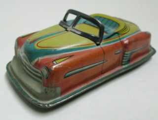 Vintage Tin Litho Friction Convertible Cowboy Car 1952 - Made In Japan