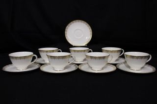 53pc Vintage Royal Doulton China GOLD LACE Pattern H4989 Service for 8,  England 7