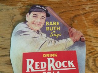 Vintage Rare 1930s Babe Ruth Red Rock Cola Bottle Display Sign Baseball Old Soda 2